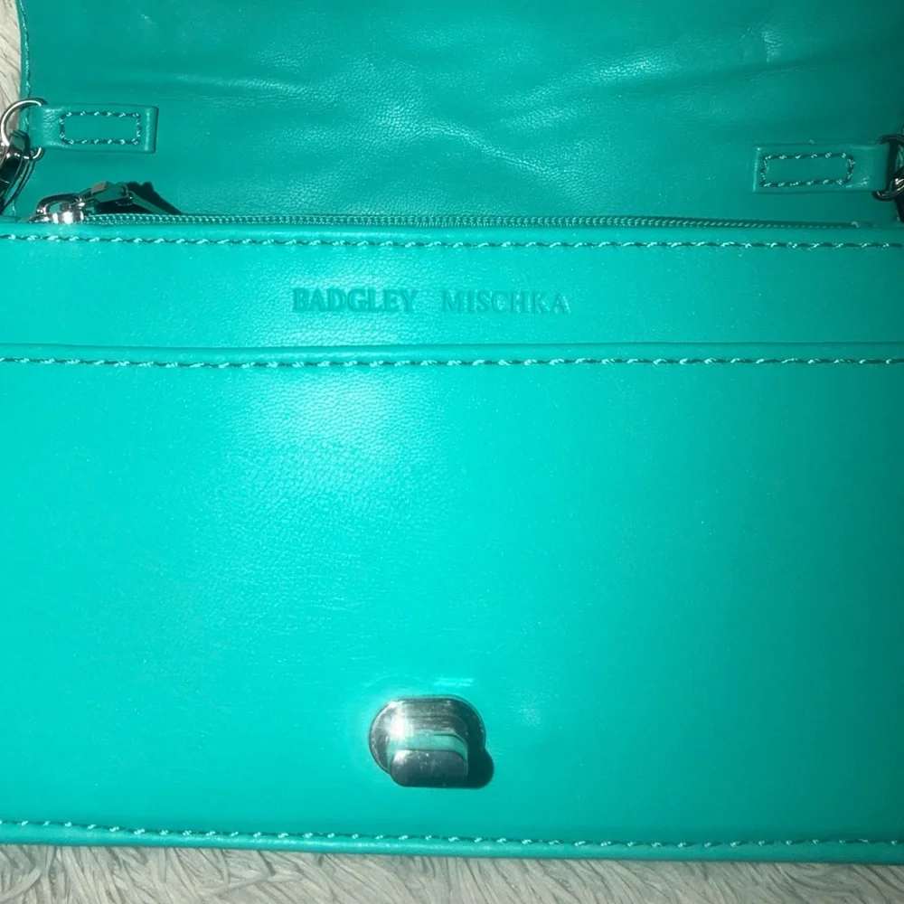 Badgley Mischka Small Chevron Quilted Crossbody Bag In Green Teal - NWT